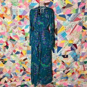 70s retro matching set | S-M | wide leg  teal purple green rose psychadelic 1970